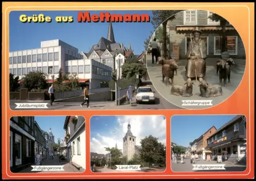 Mettmann Mehrbildkarte, Jubiläumsplatz, Laval-Platz, Schäfergruppe 1995