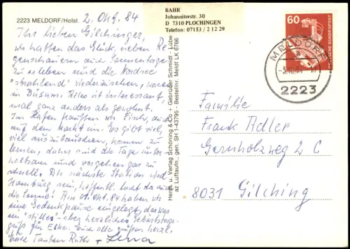Ansichtskarte Meldorf Ortskern mit Kirche 1984