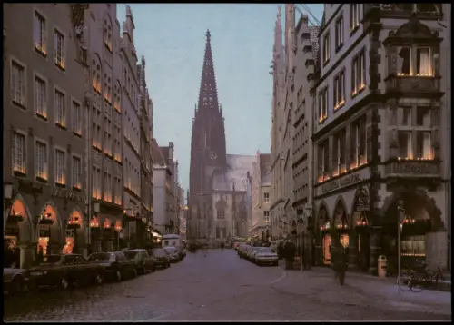 Ansichtskarte Münster (Westfalen) Prinzipalmarkt in Festbeleuchtung 1980