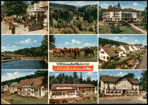 Neuhaus im Solling-Holzminden Mehrbildkarte Hotels, Freibad Ortsansichten 1970