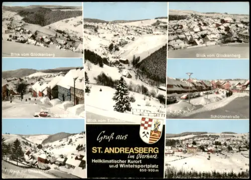 Sankt Andreasberg-Braunlage Mehrbildkarte mit winterlichen Stadtansichten 1975