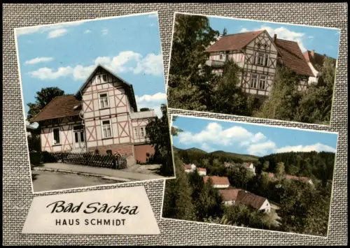 Ansichtskarte Bad Sachsa Pension Haus Schmidt und Ortsansicht 1989