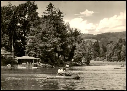 Ansichtskarte Bad Sachsa Schmelzteich mit Pavillon und Booten 1978