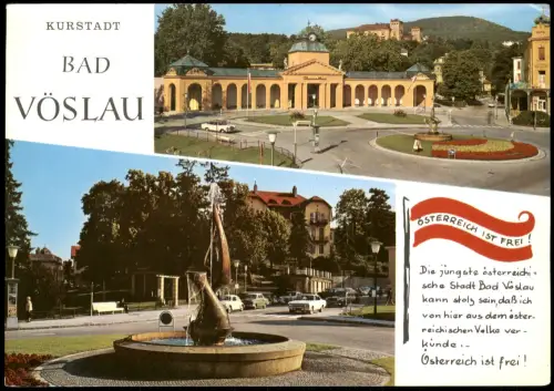 Ansichtskarte Bad Füssing Thermalbad und Badplatz mit Freiheitsbrunnen 1970