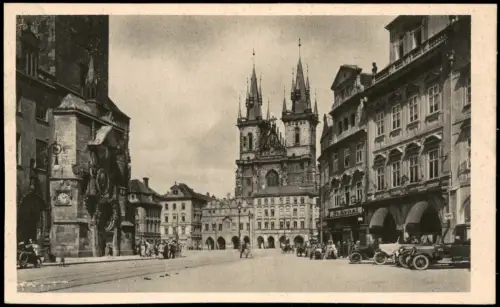 Prag Praha Staroměstský orloj Altstädter Rathausuhr Teinkirche 1920