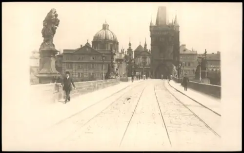 Foto Prag Praha Stadtansicht mit Brücke 1910 Privatfoto