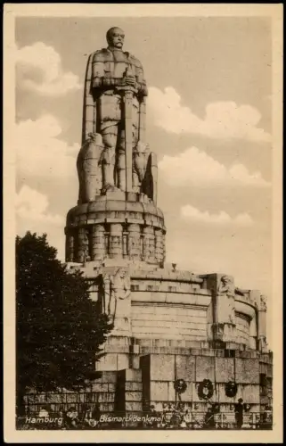 Ansichtskarte St. Pauli-Hamburg Bismarck-Denkmal BISMARCK-MONUMENT 1925
