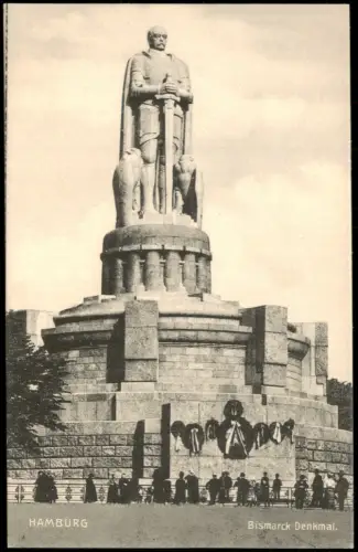 St. Pauli-Hamburg Bismarck-Denkmal (rückseitig mit Technik-Daten) 1910