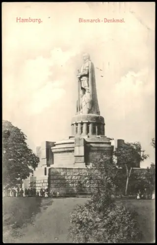 Ansichtskarte St. Pauli-Hamburg Partie am Bismarck-Denkmal 1909