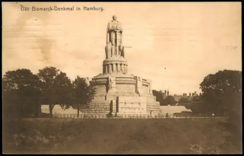 Ansichtskarte St. Pauli-Hamburg Das Bismarck-Denkmal in Hamburg 1910