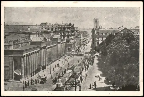 Ansichtskarte Stuttgart Königsbau Straße Straßenbahn 1939