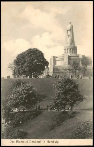 Ansichtskarte St. Pauli-Hamburg Bismarck-Denkmal vom Hang 1906