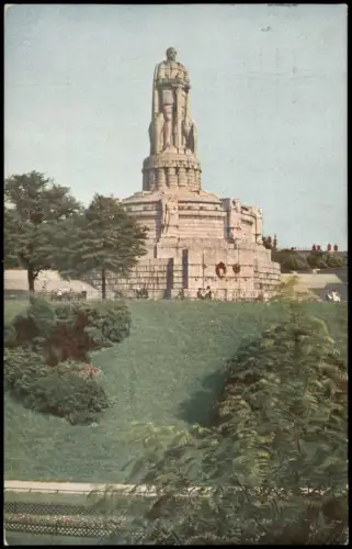 Ansichtskarte St. Pauli-Hamburg Bismarck-Denkmal Farbenaufnahme 1917