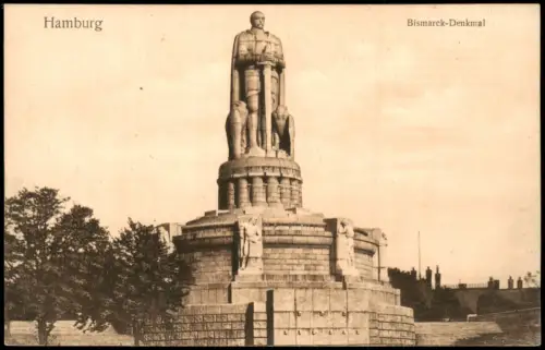 Ansichtskarte St. Pauli-Hamburg Bismarck-Denkmal 1915