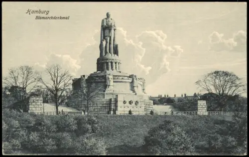 Ansichtskarte St. Pauli-Hamburg Bismarck-Denkmal Wolkenspiel 1919