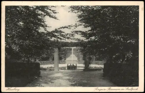 Ansichtskarte Hamburg Pinguin Brunnen im Stadtpark. 1928