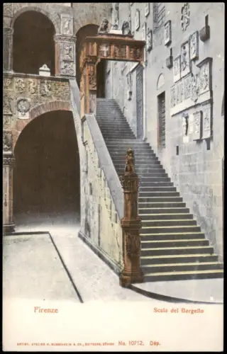 Cartolina Florenz Firenze Scala del Bargello 1909