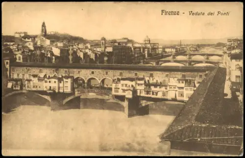 Cartolina Florenz Firenze Veduta dei Ponti 1915