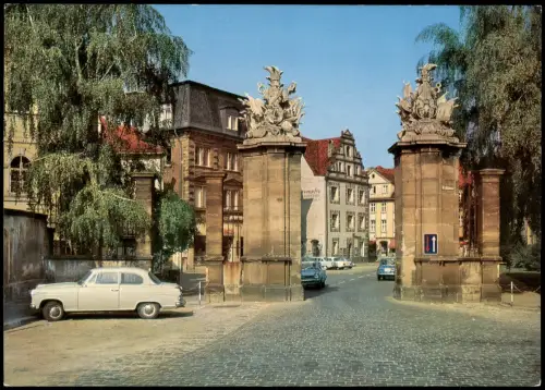 Ansichtskarte Ansbach Partie am Schloss-Tor, Autos 1970