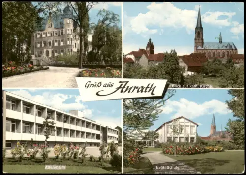 Anrath Mehrbildkarte mit 4 Ortsansichten u.a. Schule, Altersheim 1960