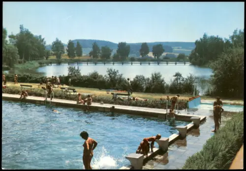 Ansichtskarte Auerbach in der Oberpfalz Schwimmbad Freibad 1970