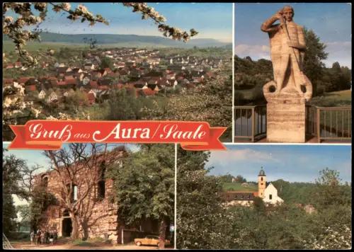 Aura an der Saale Mehrbildkarte Ortsansichten Gruß aus Aura/Saale 1983