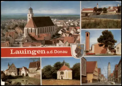 Lauingen (Donau) Mehrbildkarte mit 6 älteren Ortsansichten 1978