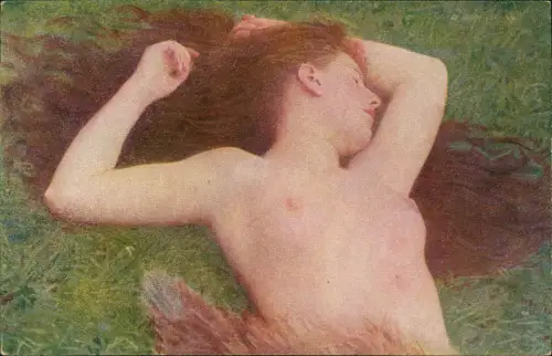 Ansichtskarte  Erotik Nackt Nude R. Colin, Frühlingstraum junge Frau 1918