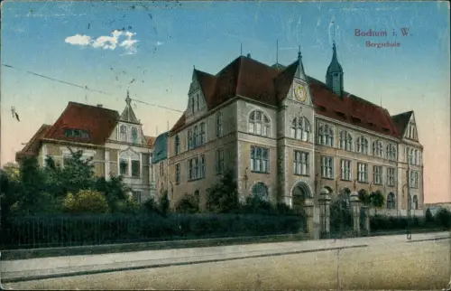 Ansichtskarte Bochum Bergschule 1918  gel. 1933