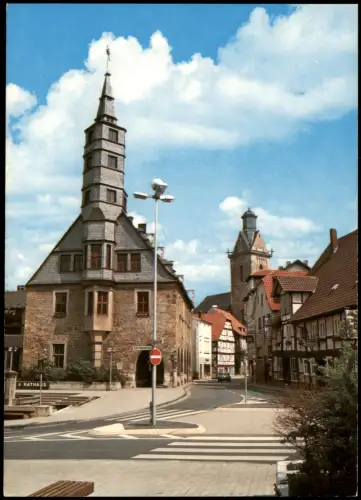 Ansichtskarte Korbach Rathaus mit Stechbahn Straßen Kreuzung 1970
