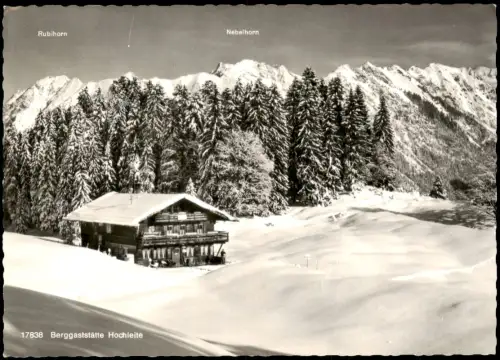 Schwand-Oberstdorf (Allgäu) Verschneite Berggaststätte Hochleite 1970
