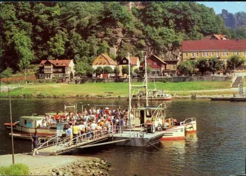 Ansichtskarte Rathen Seilfähre über die Elbe 1985