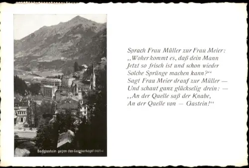 Postcard Badgastein Ortsansicht gegen den Gamskarkogel 1956