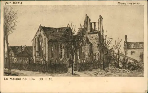 CPA Le Maisnil Zerstörte Kirche in Le Maisnil bei Lille 1915