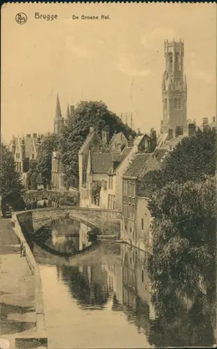 Postkaart Brügge Brugge | Bruges Kanal De Groene Rei mit Belfried 1917
