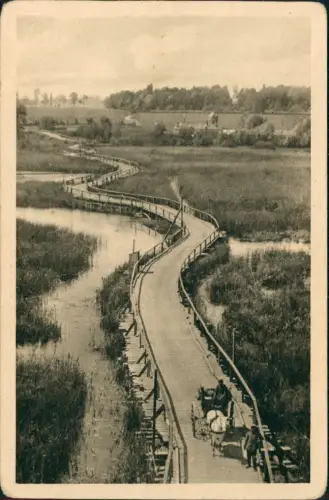 CPA Péronne Kriegsbrücke mit Pferdewagen 1915