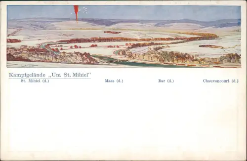 CPA St. Mihiel Kampfgelände Künstlerkarte 1918