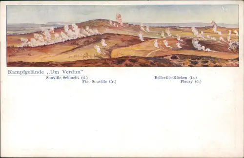 CPA Verdun Kampfgelände mit Artilleriefeuer 1918