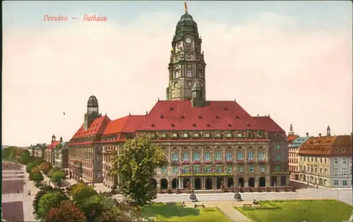 Ansichtskarte Innere Altstadt-Dresden Neues Rathaus 1915