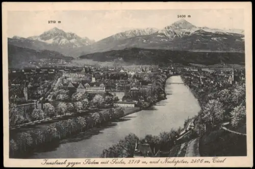 Innsbruck Panorama-Ansicht Innsbruck Süden mit Serles und Nockspitze 1910