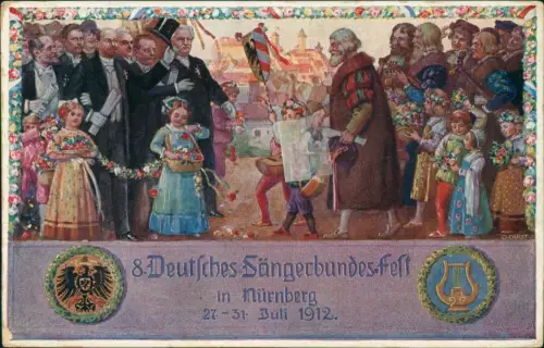 Ansichtskarte Nürnberg Künstlerkarte Sängerfest 1912  Sonderstempel