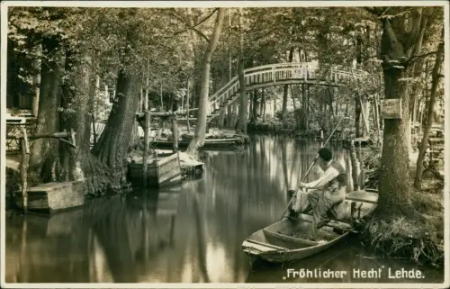 Lehde (Spreewald)-Lübbenau  Lubnjow Fröhlicher Hecht Mann auf Kahn 1929