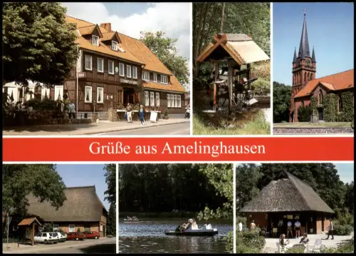 Ansichtskarte Amelinghausen Mehrbildkarte mit Kirche, Badesee und Kiosk 1995