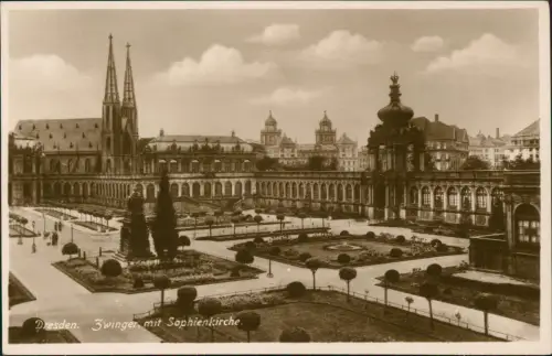 Ansichtskarte Innere Altstadt-Dresden Zwinger mit Sophienkirche 1930
