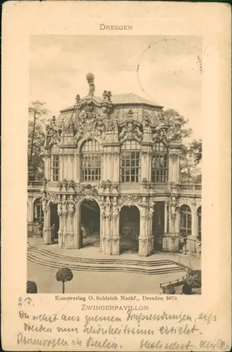Ansichtskarte Innere Altstadt-Dresden Zwingerpavillon 1901