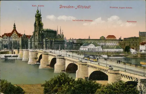 Innere Altstadt-Dresden Friedrich-August-Brücke, Italienischen  Dörfchen 1915