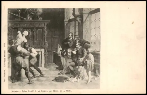 Künstlerkarte Belvedere: Kaiser Rudolf II. als Förderer der Künste (1576) 1908