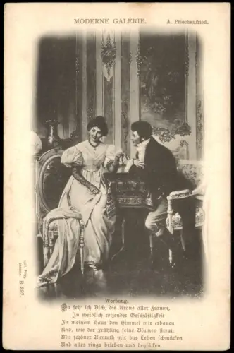 Künstlerkarte Gemälde Kunstwerk A. Priechenfried "Werbung" 1900