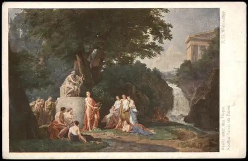 Künstlerkarte Gemälde F. G. Waldmüller Apollo unter den Hirten 1910