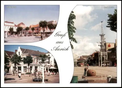 Ansichtskarte Aurich-Leer (Ostfriesland) Mehrbildkarte, Marktplatz 1990